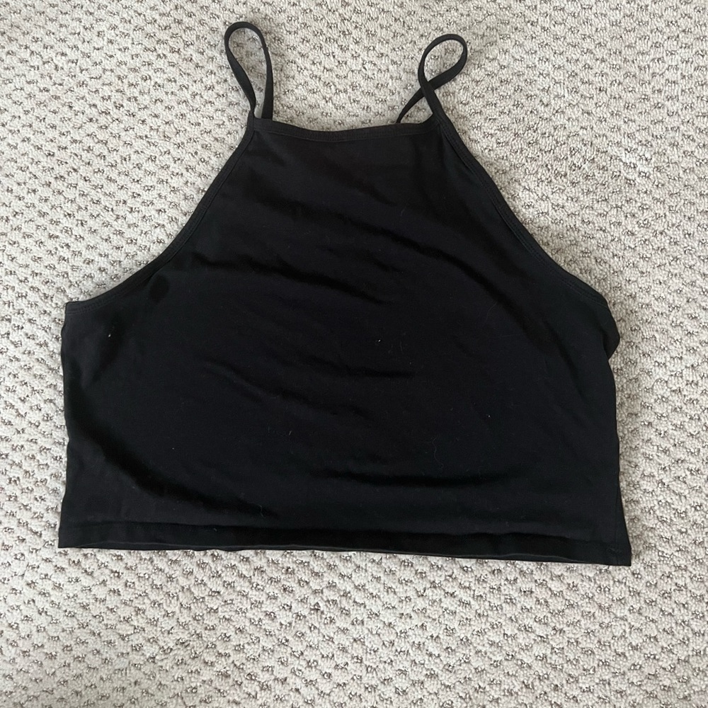 H&M Basic High Neck Crop Top - Black
